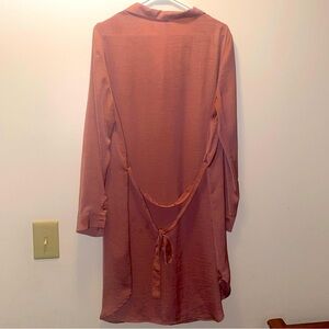 H&M satin long sleeve Shirt dress color rose pink size large